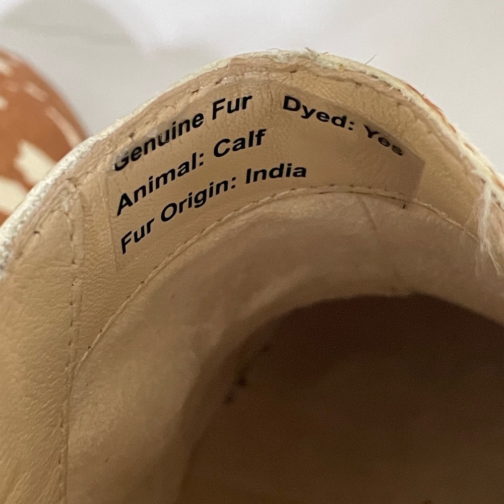 Hush Puppies Sienna Bootie/Shootie Brown Cow White Print Fur/leather Comfy 6.5 - Picture 13 of 14